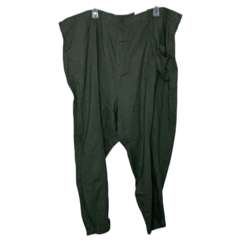 Old Navy Size 4X Pants Green HIGH WAISTED CROPPED LINEN BLEND PANTS Elastic